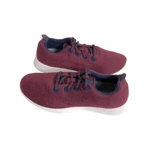 ALLBIRD.   Women’s Burgundy Lace Up Merino Wool Padded Running Sneaker W9
